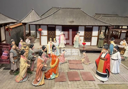 展馆橱窗唐代人物场景